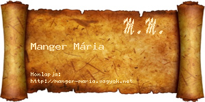 Manger Mária névjegykártya