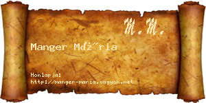 Manger Mária névjegykártya